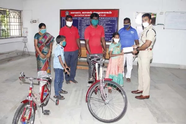 nagapattinam - School Student corona help - Bicycle - 